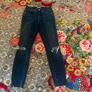 GOOD AMERICAN women’s dark blue high waist Good Legs Crop sz 26